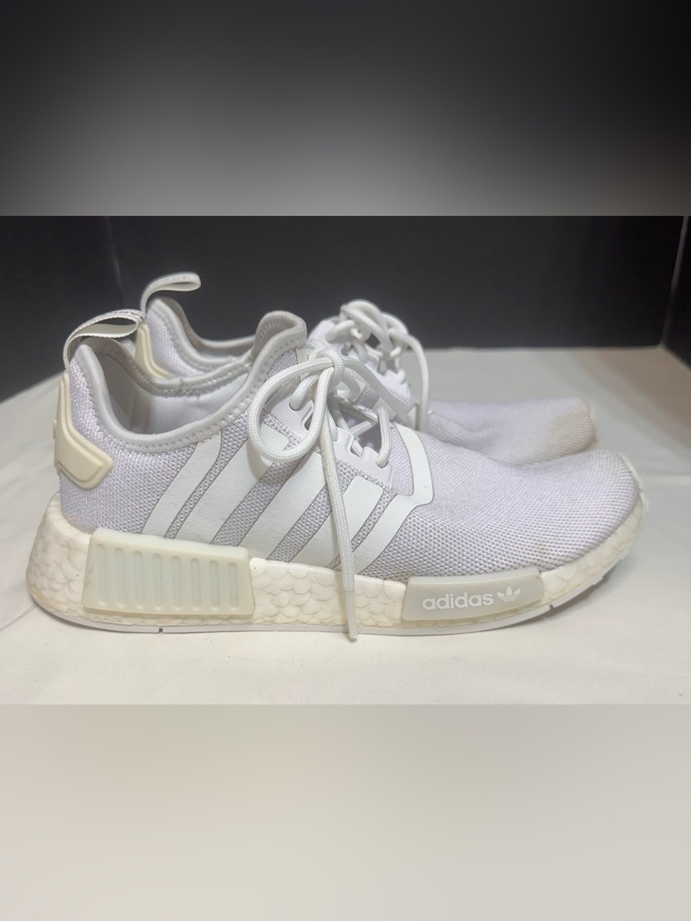 adidas unisex All-White NMD R1 Lace-Up Sneakers